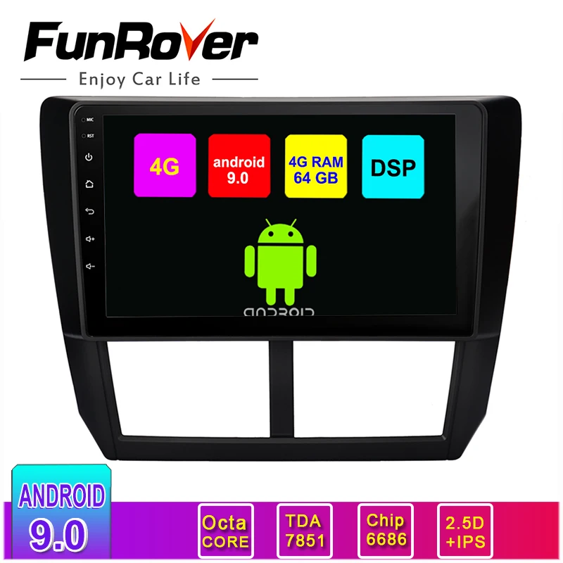 Funrover 2.5D Android 9 0 64 ГБ Автомобильный Радио Мультимедийный видео плеер без DVD для Subaru