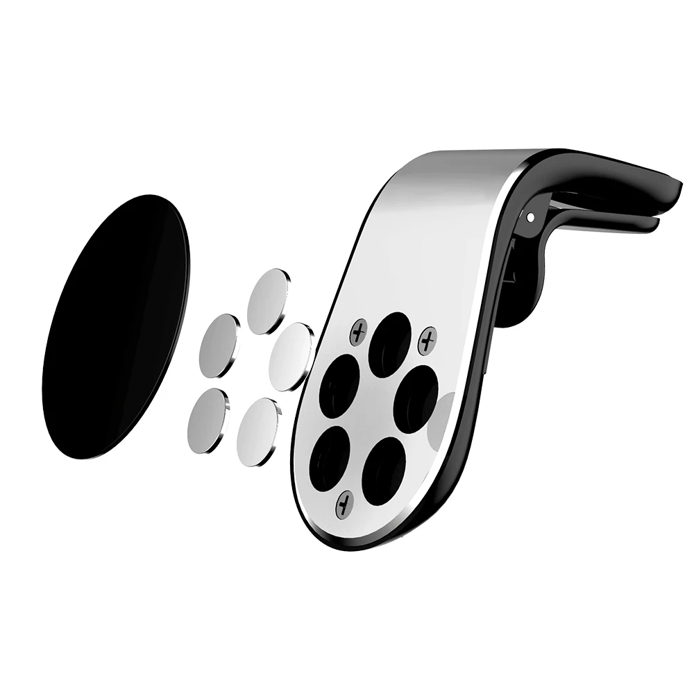 Магнитный автомобильный держатель для телефона, подставка для крепления на вентиляционное отверстие, l-образный автомобильный магнитный держатель для мобильного телефона с gps ДЛЯ iPhone X, samsung, huawei - Цвет: Silver