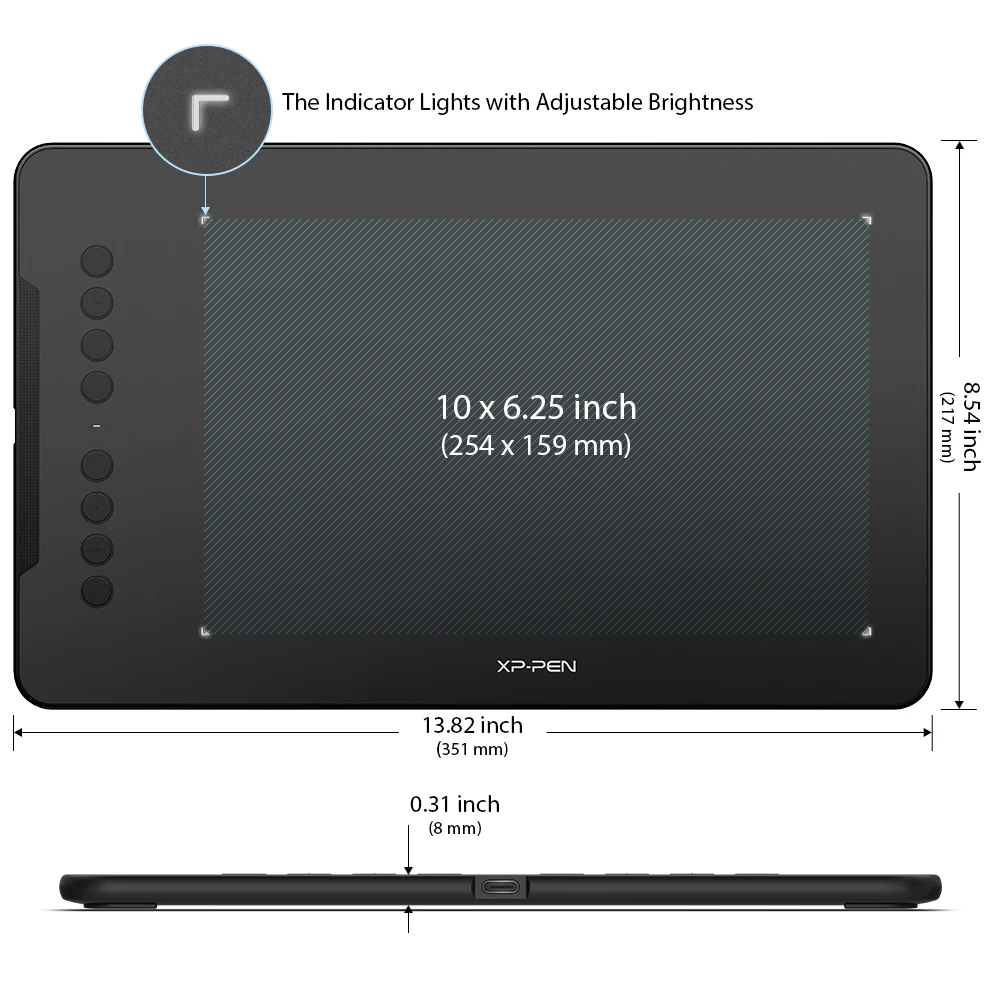 Xppen Deco 01 v2 10 Polegada Desenho Tablet Gráficos Digital Tilt Android Windows Mac Teclas de Atalho 8192 Níveis de Pressão Tablets digitais - Imagem 2