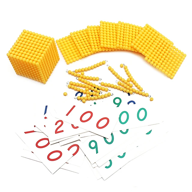 Montessori Materials Bead Math Toy Gold Beads Symbols With Trays Decimal Bank Game Decimals Learning for Preschool Student Gift 3