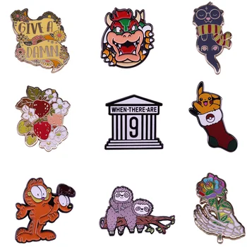 

12pcs/lot E2072 Cartoon Tie Pin Cat Sloth Animal Badges Para Shirt Bag Clothes Backpack Shoes Brooches Medal For Kid Decoration