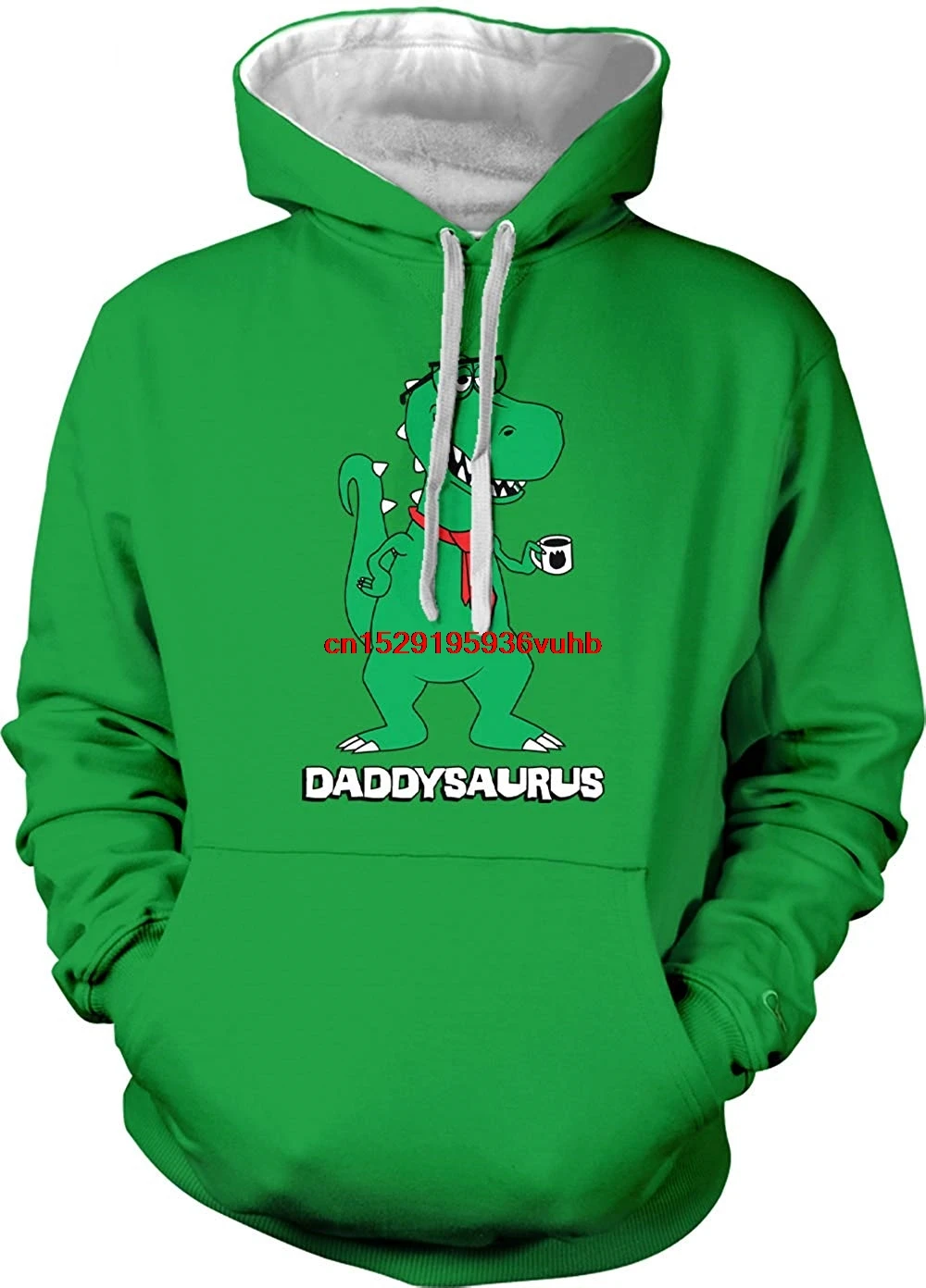 Двухцветная Толстовка с капюшоном для взрослых Daddysaurus