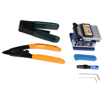

FTTH Splicing Splice Fiber Optic Stripping Tool Kit Set with Fiber Cleaver FC-6S FTTH Splice Kit