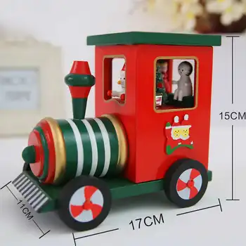 

Wooden Manual Christmas Music Box Locomotive Elk Cart For Kids Child Christmas Gift