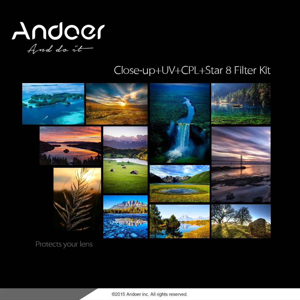 Andoer 40,5 мм UV+ CPL+ Star8+ крупным планом(+ 1+ 2+ 4+ 10) фотофильтр Ультрафиолетовый круговой поляризационный макро-фильтр для объектива крупным планом