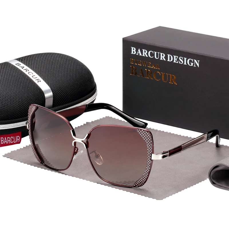 BARCUR, женские солнцезащитные очки, для женщин, фирменный дизайн, поляризационные солнцезащитные очки, летние линзы, солнцезащитные очки для женщин, оттенки - Цвет линз: Brown