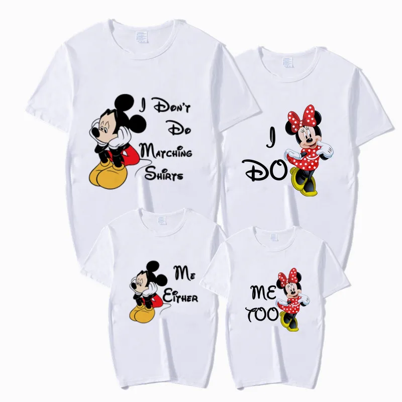 Одинаковые рубашки для всей семьи; одинаковые комплекты с принтом «мышь»; футболка; мама папа, сын; семейная Одежда для маленьких девочек; детская футболка - Цвет: P1225-white