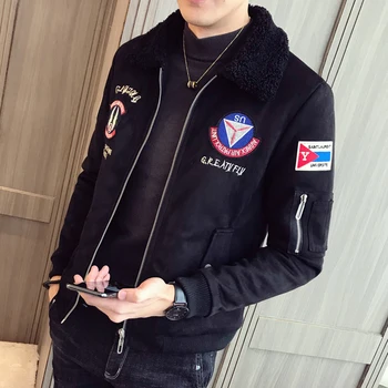 

Fur Lapel Zipper Outwear Coat Deri Mont Erkek Jaqueta Motoqueiro Men Faux Leather Jacket Thick Highneck Warm Veste Cuir Homme