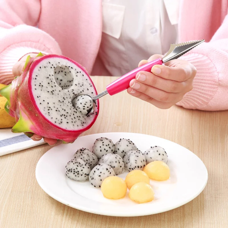 

2in1 Kiwi Fruit Fruit Jar Mashed Potato Cream Spoon Avocado Dual-head Ball Fruit Knife Waterlemon Scoop Melon Digger Kitchen