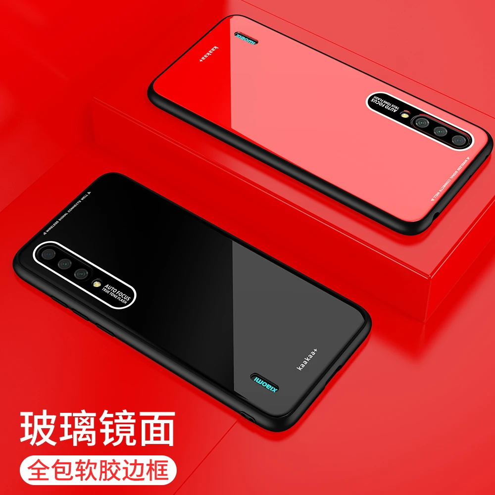 

Lycra Series Phone Cases For Xiaomi CC9 Case Shockproof Soft TPU Edge + Plexiglass Back Cover For Xiaomi Mi CC 9 CC9 SE Fundas