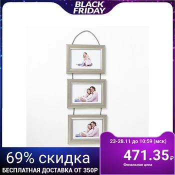 

Photo frame for 3 photos 10x15 cm hanging (723) silver metallic 4021155