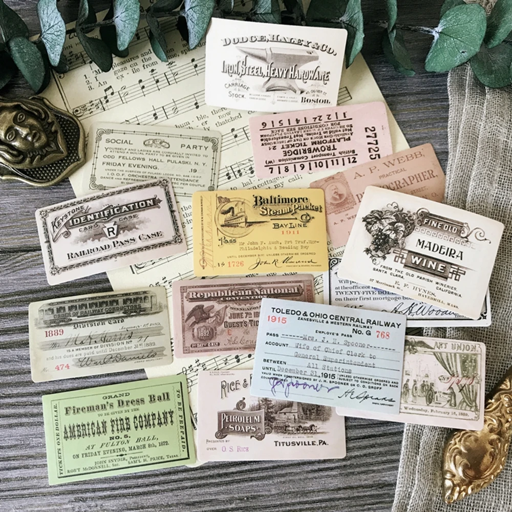 

14Pcs/Set Vintage Ticket Label Tag Sticker DIY Craft Scrapbooking Album Junk Journal Planner Decorative Stickers