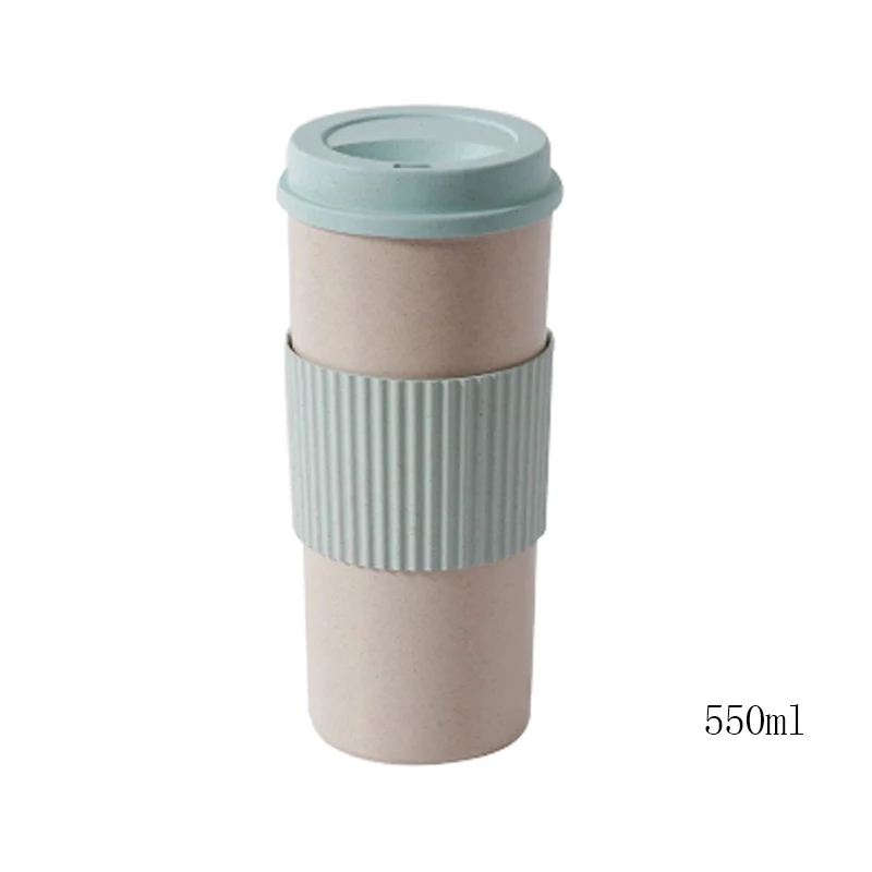 550ml blue IVYSHION 1 шт. портативная бутылка для воды чайник Пшеничная солома кофейные кружки домашняя посуда инструменты портативные круглые пластиковые чайные стаканы - Цвет: 550ml blue