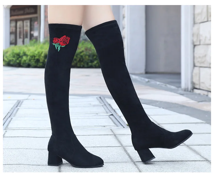 Women's Boots Autumn and Winter New Over The Knee Boots Sleek Minimalist Comfort Plus Cotton Flock Boots