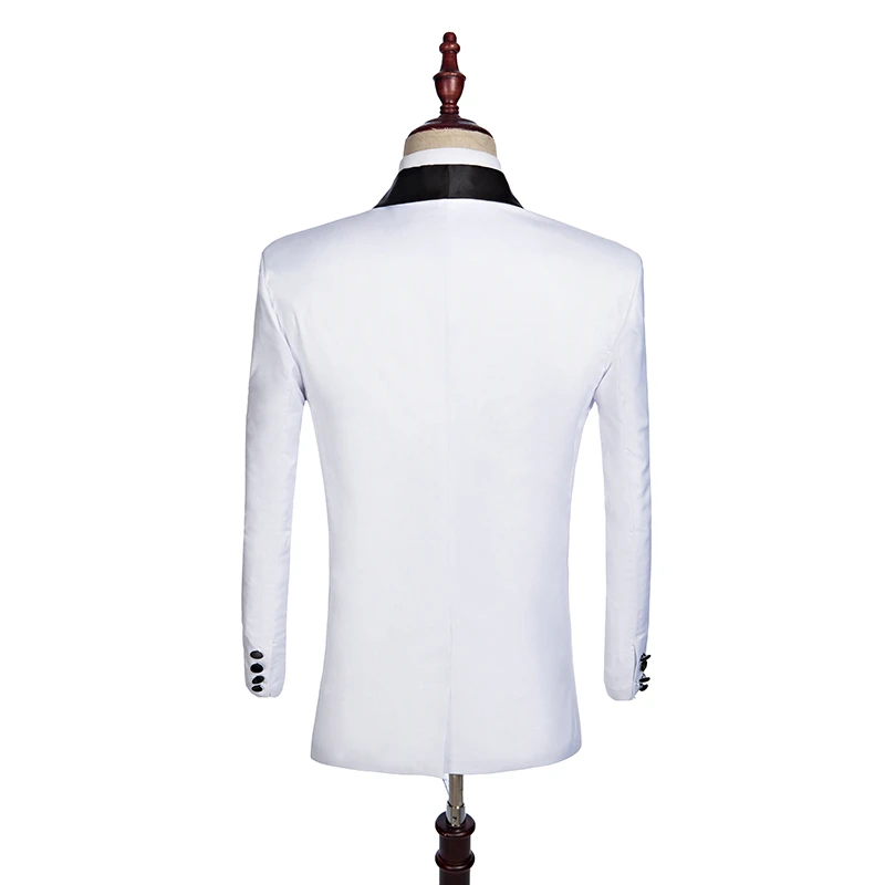 Последние мужские s Slim Fit Свадебные костюмы мужские повседневные облегающие Смокинги шаль костюмы с лацканами белые мужские портной костюмы, куртки, брюки
