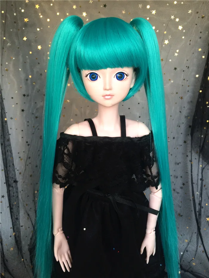 1/3 1/4 1/6 BJD/SD парик для куклы Miku зеленое небесно голубое Puprle белые длинные