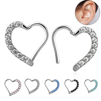 2020 New Top 10 Steel Moon Shaped Hinged Segment Hoop Nose Ring Nipple Clicker Ear Cartilage Tragus Helix Lip Piercing Jewelry