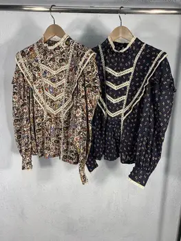 

Autumn Elegant Long Lantern Sleeve Floral Printed Cotton Blouses And Shirts 2020 Women Runway Designers Tops