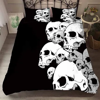 

Thriller Skull Hat Bedding Set Doona Bedroom Decor Hypoallergenic Black Quilt Cover Comforter Cover 1PC Duvet Cover Pillowcase