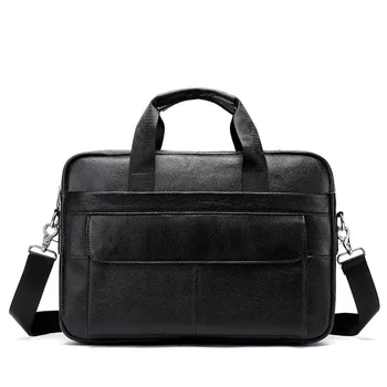 

2020 Luxury 100% Cow Genuine Leather Business Men's Briefcase Vintage Male Shoulder Bag Men Messenger Bag Tote Computer Handbag
