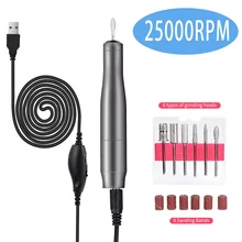 

USB 25000RPM Professional Nail Arill Machine 12W Portable Polishing Equipment Electric Nail Pedicure File For Manicure Equipment
