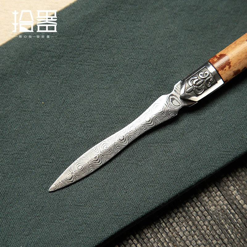 Yunfei bamboo Damascus steel Pu'er tea cake tea knife needle cone prying tool ceremony accessories set