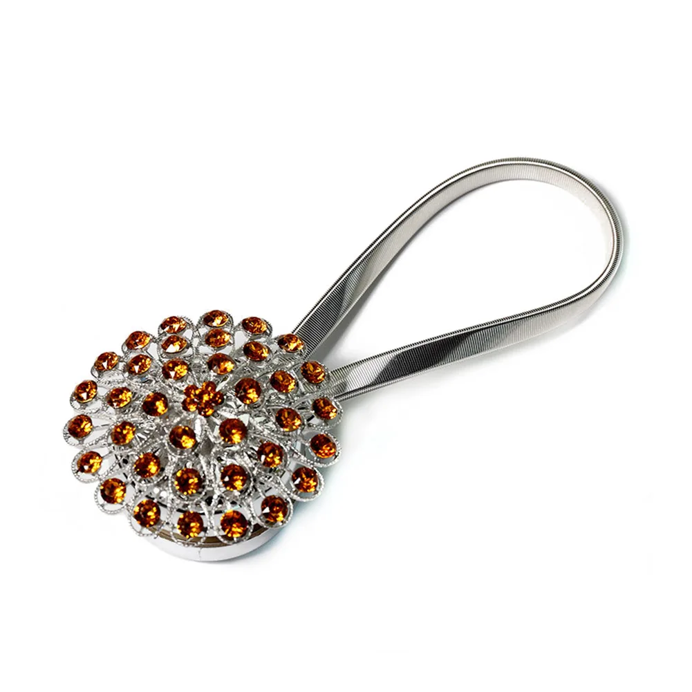 Crystal Curtain Strap Buckle Free Punch Hook Wall Magnet Strap Hook Home Decor AC889 - Цвет: Orange
