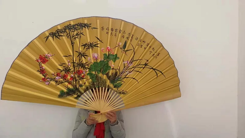 Подвесной вентилятор декоративный вентилятор китайский стиль ремесло шелковая ткань вентилятор большой складной вентилятор для жизни 3 - Цвет: 90x170CM