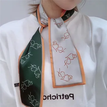 

Summer Shawl Scarf Women Tie High-quality Printed Silk Scarf Scarves Dress Decoration Necktie Hair Band Multi-purpose Ribbon