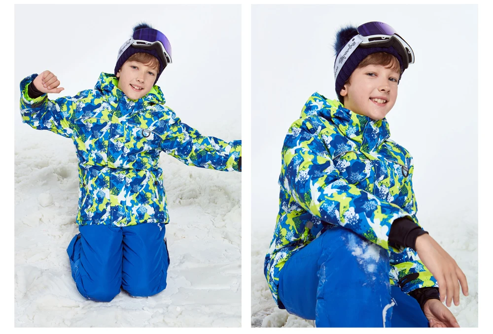Комплект детской зимней одежды с детектором; ветрозащитная лыжная куртка+ брюки; детские зимние комплекты; теплый костюм для мальчиков; лыжные комплекты для мальчиков