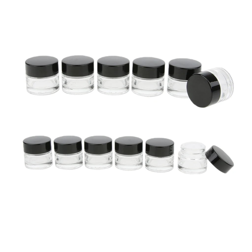 12 Pieces 5g Glass Pot Jars Lip Cream Bottle Makeup Cosmetic Container Clear