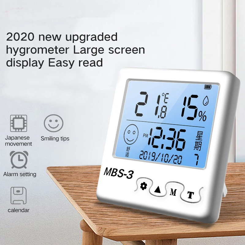 TECLASER Electronic Digital Temperature Humidity Meter Monitor For Home Greenhouse Hygrometer Thermometer weather station Clock