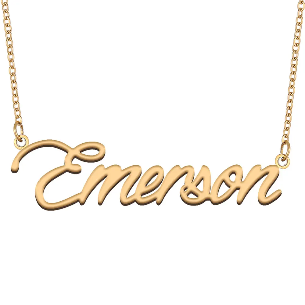 

Emerson Name Necklace Personalized Women Stainless Steel Jewelry Gold Plated Nameplate Pendant Femme Mothers Girlfriend Gift