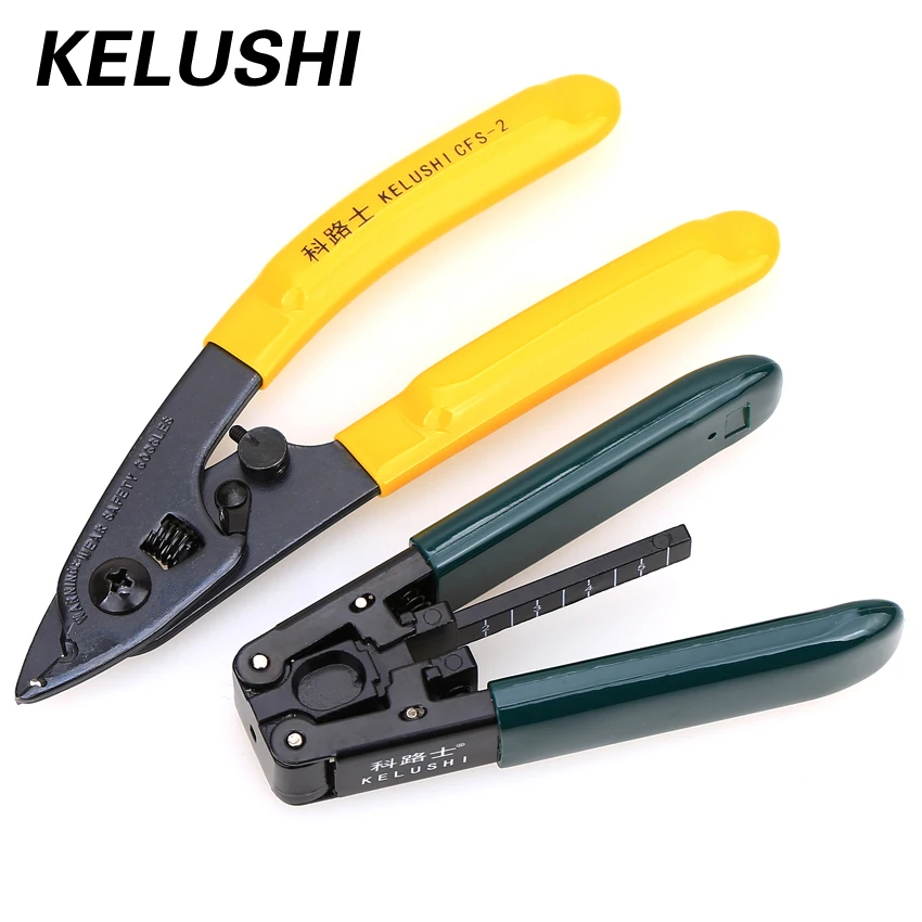 

KELUSHI Free Shipping FTTH 2 In 1 Splice Fiber Optic Tool Kits Fiber Stripping CFS-2 Duplex For Wmiller Clamp Two Pieces