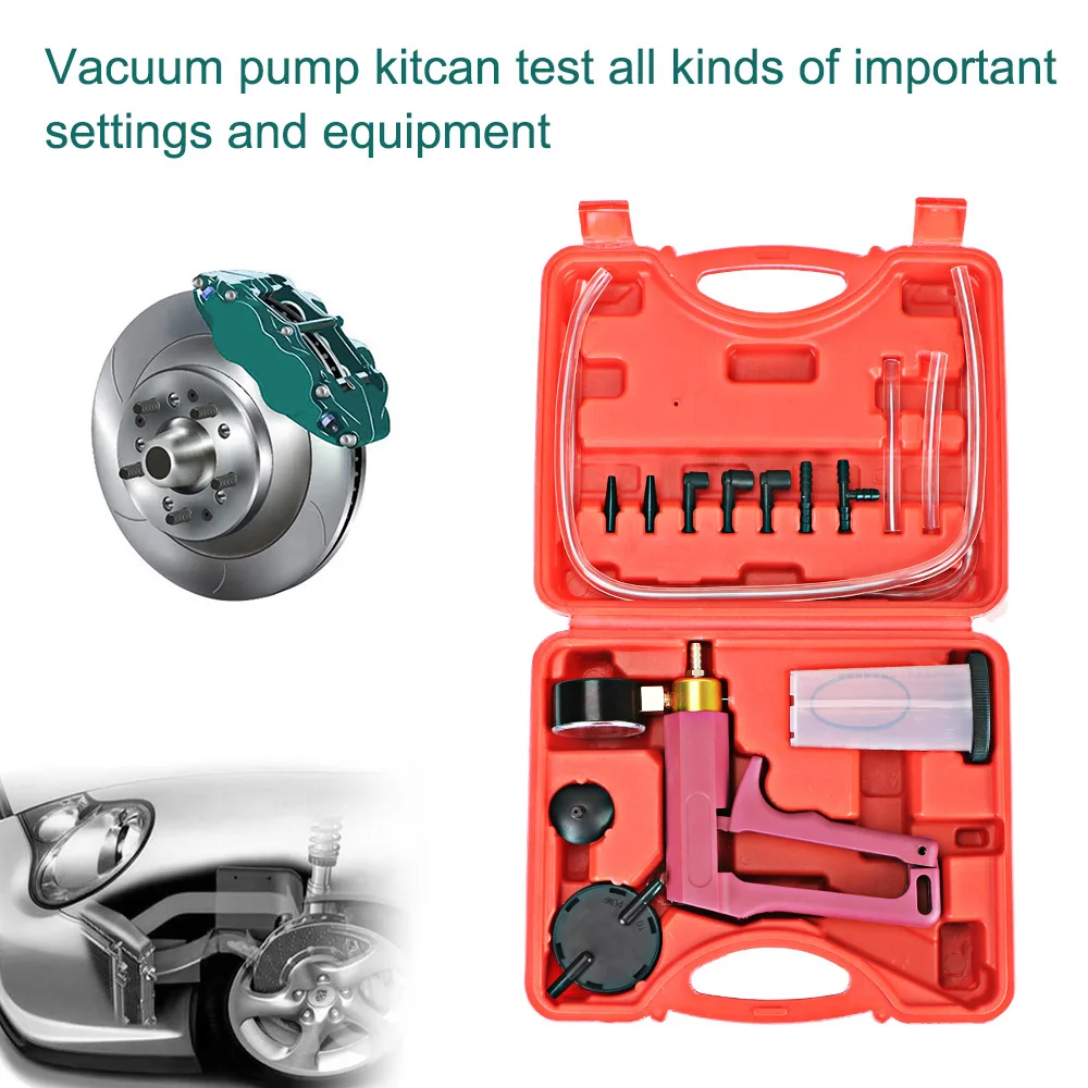 Brake Bleeder Tester Set Vacuum Pump Carrying Case Screw Adapter