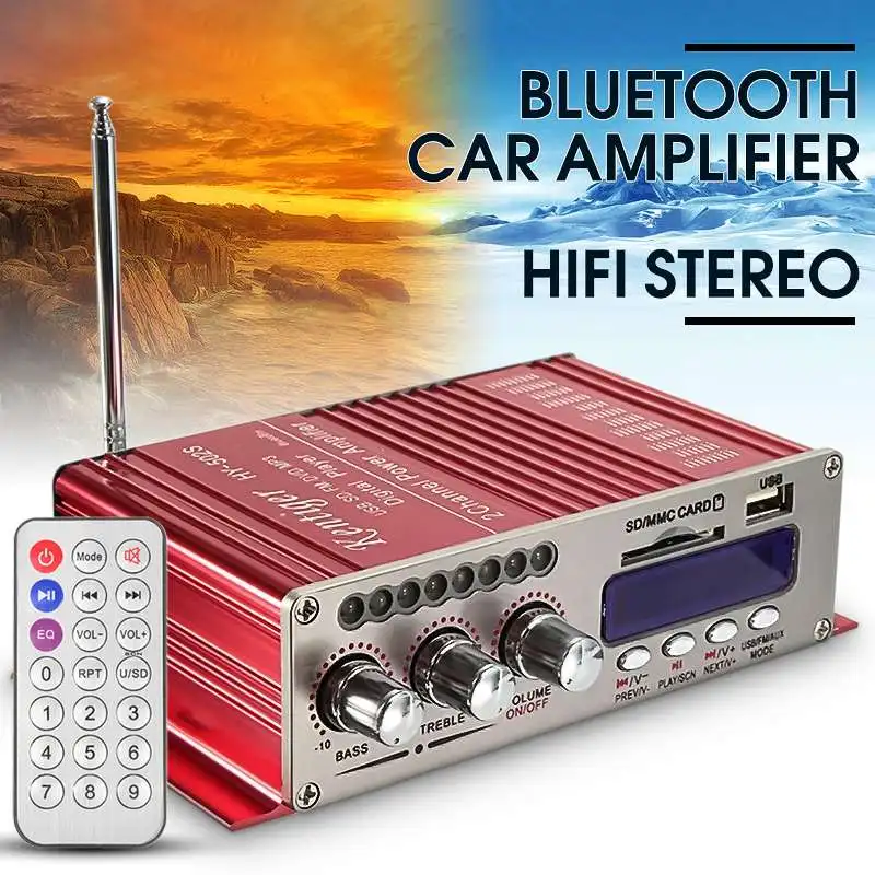 Автомобильный усилитель звука 200 Вт + 12 В 2 канала Hi-Fi мощности bluetooth Стерео