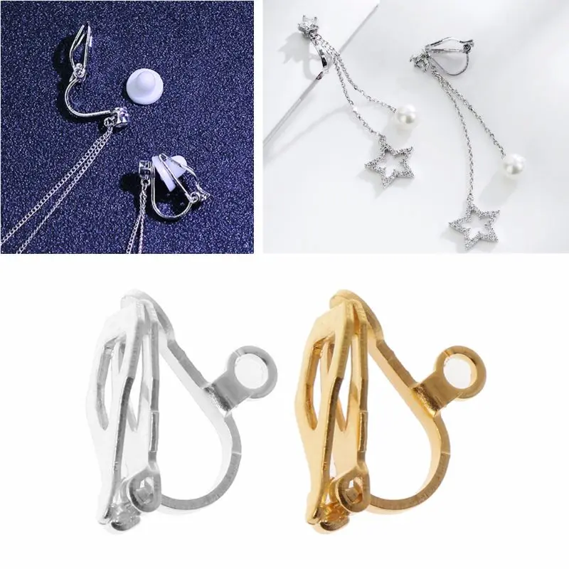

20Pcs Clip-on Earring Converter with Easy Open Loop DIY Earrings Jewelry Finding