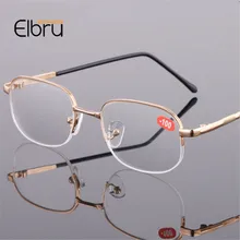 Elbru очки без оправы для близорукости для мужчин и женщин, роскошная Золотая оправа, линзы, очки для близоруких диоптрий-1,0-1,5-2,0-2,5-3,0-3,5-4,0