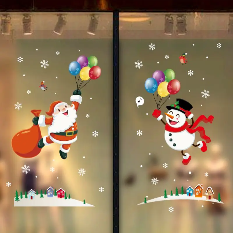 Съемная Рождественская декоративная наклейка s стеклянная витрина просто отклеивается и наклеивается - Цвет: 2