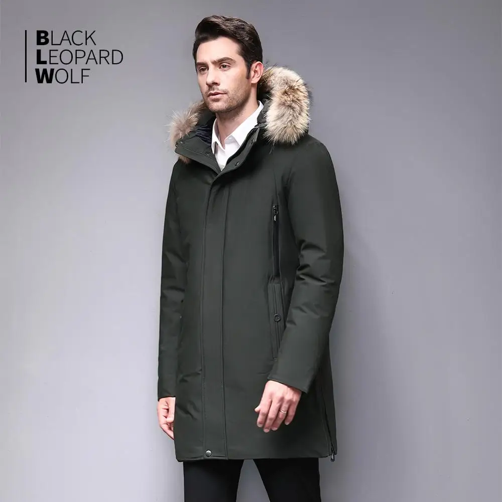 Blackleopardwolf Мужская теплая зимняя брендовая куртка съемный роскошный меховой воротник ветрозащитный пуховик BL-852M