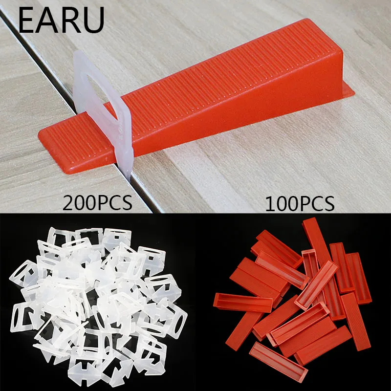 

300pcs Plastic Ceramic Tile Leveling System 200 Clips+100 Wedges Tiling Floor Wall Carrelage Tools Clips Spacers Locator Leveler