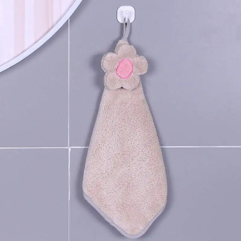 Soft Colored Hanging Tie Velvet Towel Kitchen Absorbent with Cloth Hand for Dish Coral Cleaning Hands
