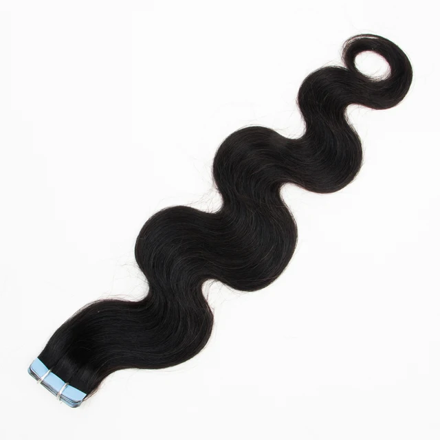 Tape in Hair Extensions Water Wave For Black Women Body Wave 100% Human Hair Adhesive Invisible Black Hair Wet and Wavy Body Wave