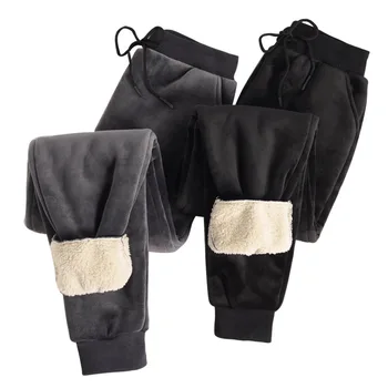

Winter Cashmere-like Pants Plush Loose Leisure Temperament Pure Color Simple Style Warm 3XL High Quality Wild Harlan Trousers