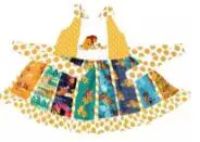 Очаровательное платье с героями мультфильмов для подтяжки для девочек; стильные платья - Цвет: Golden