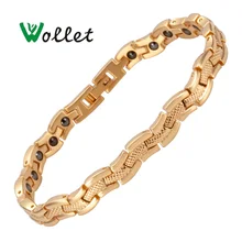 Ювелирные изделия Wollet 99.999% Германий гематит здоровье био магнитный браслет из нержавеющей стали для женщин волнистый дизайн все магниты