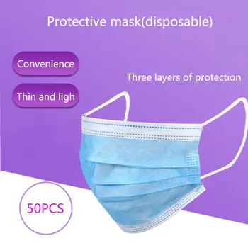 

10/30/50pcs 3-Ply non woven disposable elastic safe and breathable face masks civilian ordinary protective masks convenience