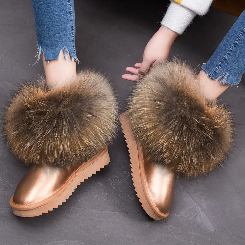 

Winter Boots Best Quality Waterproof Slippery Raccoon Fur Boot Fox Fur Snow Knee Women Fur Boot Fashion Shoes 2019 Women Shoes