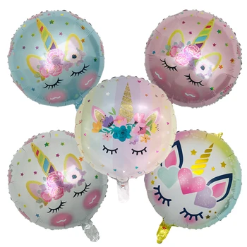 

NEW 5pcs/lot 45X45cm Unicorn flowers blinking Balloons children birthday unicorn party decorations kids wedding balloon globos