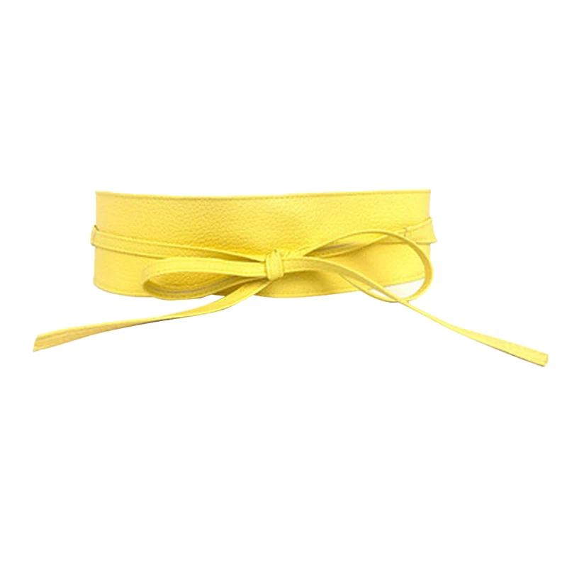 yellow Женское платье из искусственной кожи ремни пальто украшенный шнуровкой пояс модные матерчатые пояса женское кольцо пояс Корсет Femme широкий пояс - Цвет: yellow